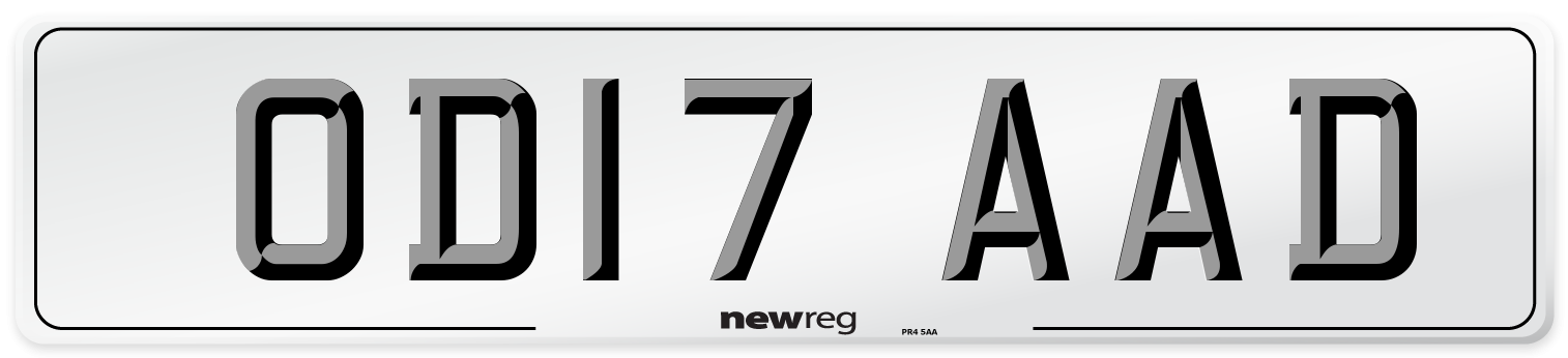 OD17 AAD Number Plate from New Reg